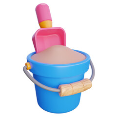 3D Cartoon Sand Bucket with Shovel