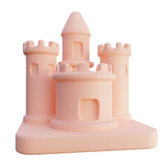3D Rendered Pink Sandcastle with Towers