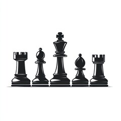 Chess pieces arranged in a row