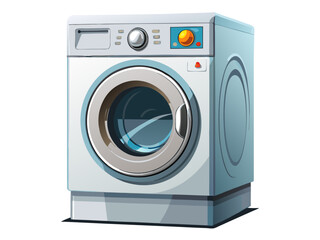 Realistic high-quality modern white washing machine appliance, isolated on white background. Sleek design with detailed control panel and clean surfaces. Vector illustration