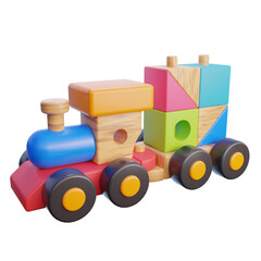 Colorful 3D Cartoon Wooden Toy Train for Kids