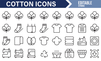 Minimalistic Cotton Clothing Icons for Apparel, T-Shirts, and Fashion Accessories
