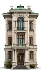 Obraz premium Elegant Classic Three Story Brick Building Exterior Facade Architectural Design