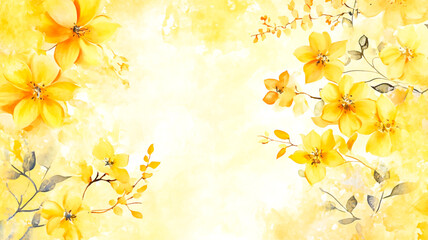 Watercolor yellow floral background