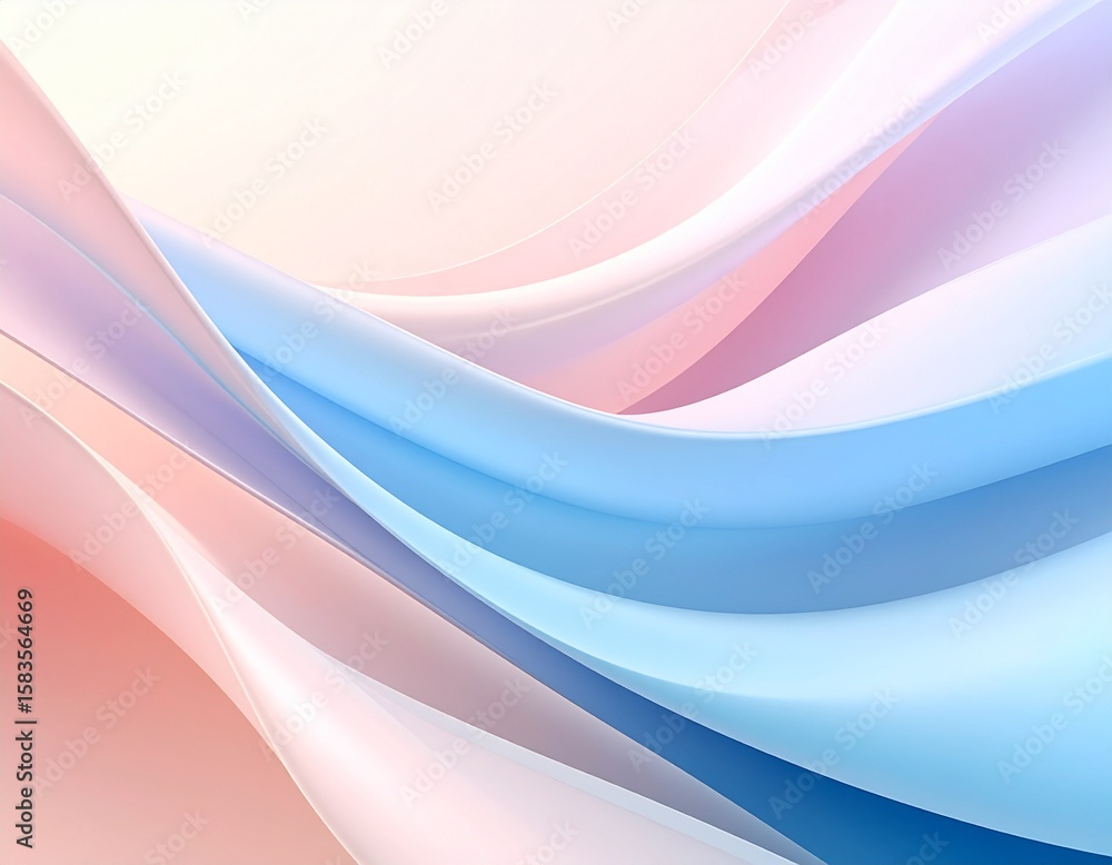 Poster soft pastel waves with smooth gradients create a calm, modern, and elegant abstract background with 