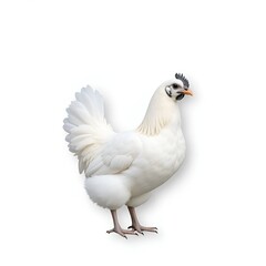 Obraz premium White Chicken Standing on White Background – High-Resolution Photorealistic Stock Image