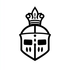 Simple black and white knight's helmet with crown