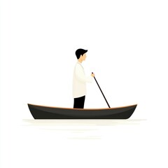Fototapeta premium Man in a boat, side view