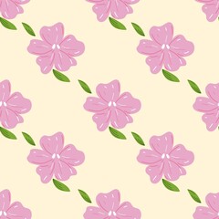 Romantic pink flower petal seamless pattern in heart shapes
