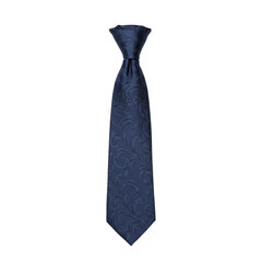 Elegant dark blue mens tie with embossed floral pattern