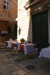 Picturesque Mediterranean street in Dubrovnik, Croatia.