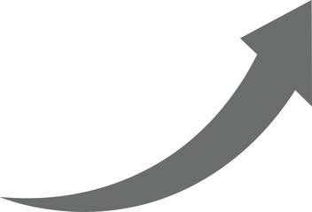 grey curve arrow icon on transparent background. flat style. 