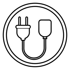 Plug icon, power cable vector 