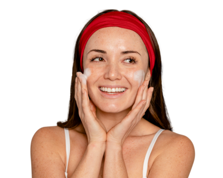 PNG woman cleaning face, transparent background