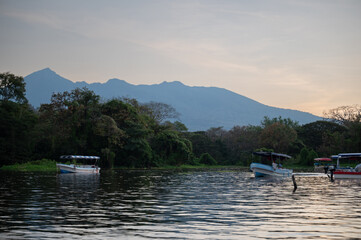 Ferry boat station on lake