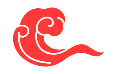 Fototapeta premium Red cloud png sticker, Chinese oriental clipart