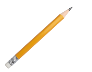 A classic yellow wooden pencil with a sharp graphite tip and eraser is ready for writing.