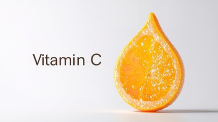 Over stark white setting ample drop of golden oil with the words Vitamin C depict skin regrowth and healing body lovely hue, Generative AI.