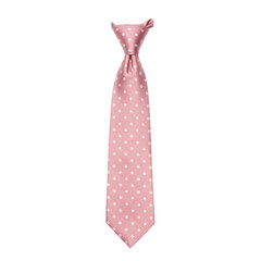 Elegant pink polka dot tie with a classic knot, formal wear.