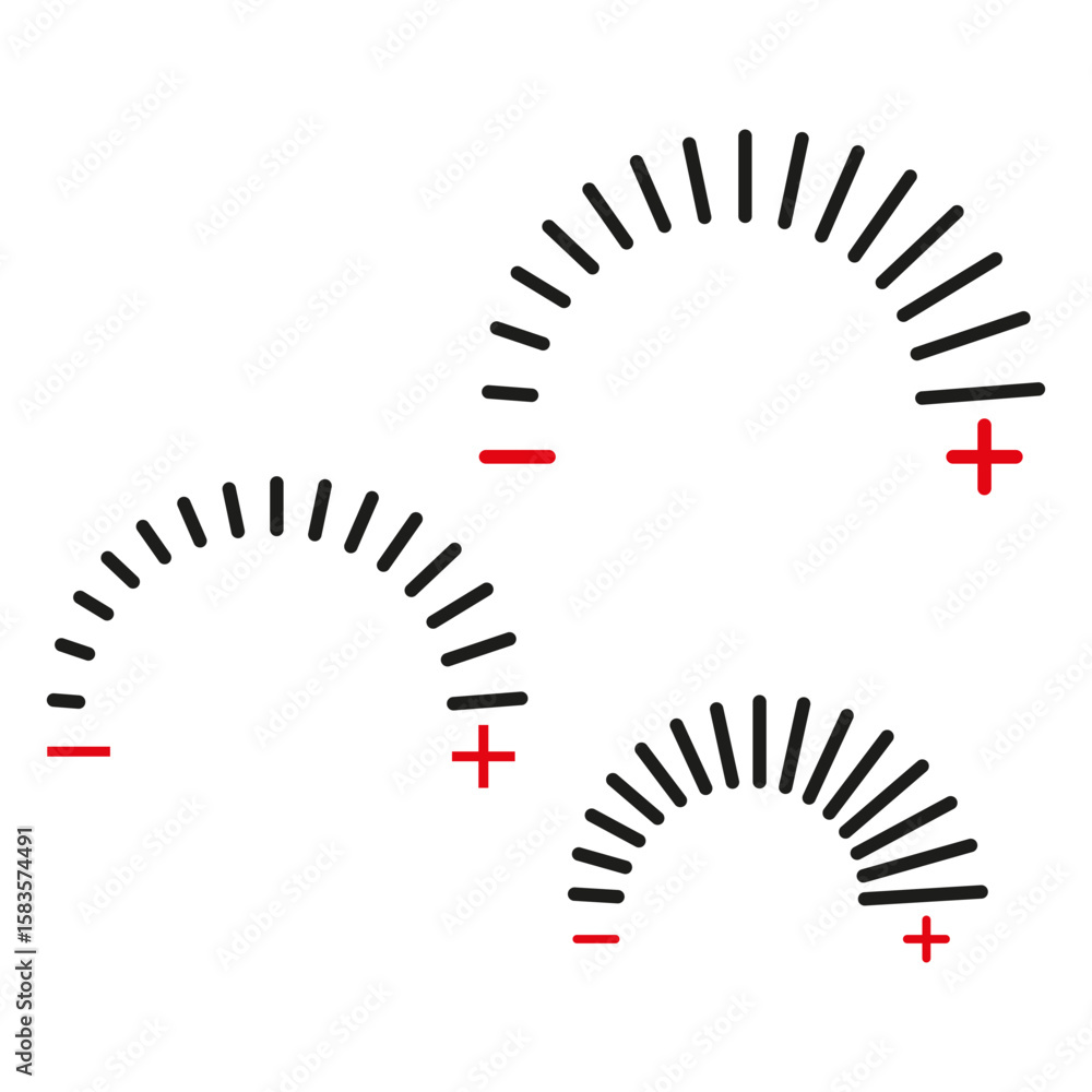 Aufkleber speedometer indicator scale. half circle gauge. level measurement vector. analog display element.