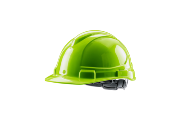 Green hard hat safety helmet isolated on transparent background