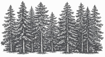 Obraz premium Pinusi forest porcelain decoration design (dark green)