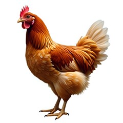 Fototapeta premium Brown Chicken Standing Isolated on Transparent Background – High-Resolution Photorealistic PNG for Stock Use