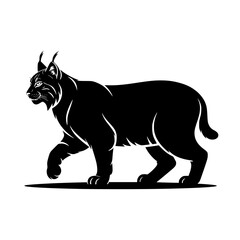 Lynx in Silhouette: A bold, monochrome illustration depicts a lynx in profile, showcasing its powerful physique and elegant gait.