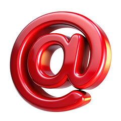 Shiny red at symbol isolated on transparent background