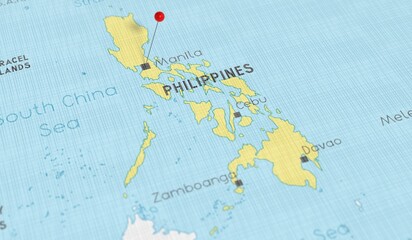 Philippines, Manila - push pin on political map - 3D illustration © PX Media