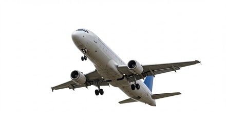 Obraz premium 白い背景 鮮やか滑らか離陸する旅客機. AI Generated