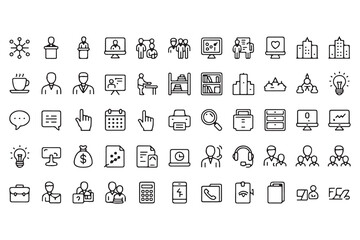 Business icons people communication technology finance and office objects vector