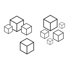 Fototapeta premium Isometric cube set. Geometric 3D forms. Abstract box shapes. Vector design elements.