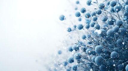 Winter frost on delicate blue flowers