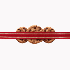 Delicious Chocolate Chip Cookies Tied with Red Ribbon
