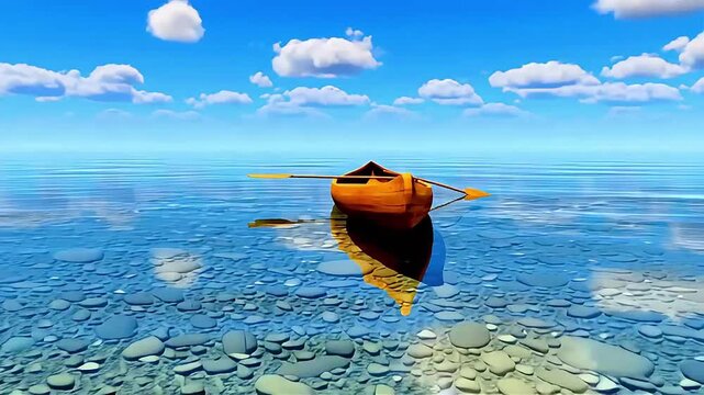 Tropical island vacation with boats on the turquoise sea and sandy beach under a clear blue sky