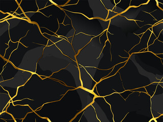 Black marble with golden veins background. Vector illustration.