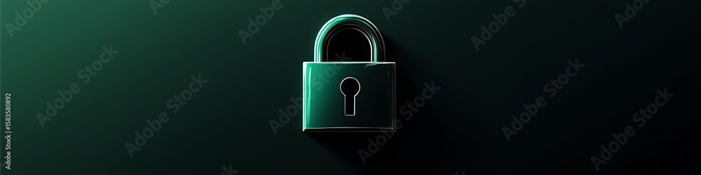 Poster secure lock icon with smooth edges against a dark green background