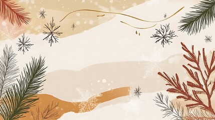 Wintery abstract background with snowflakes and branches