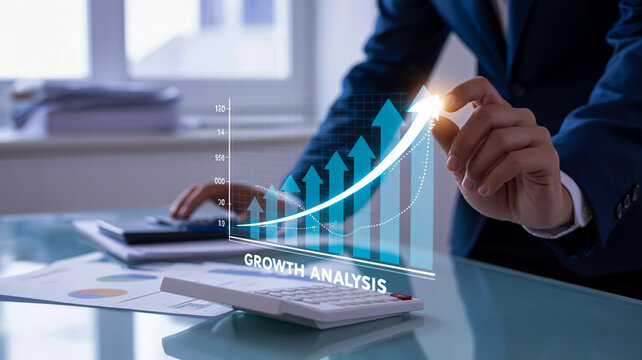 A professional business analytics visualization showing upward growth trends.