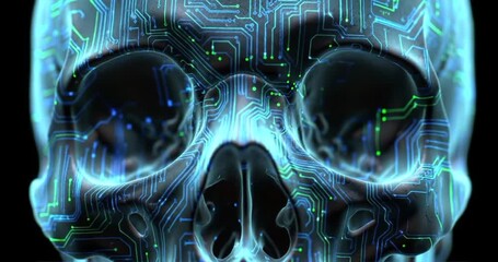 Digital Skull Circuitry: Artificial Intelligence and Human Anatomy Integration Concept - Powered by Adobe