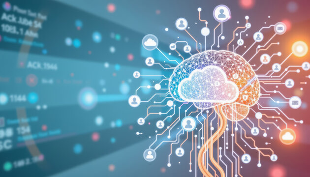 Digital brain connectivity technology hub infographic futuristic environment abstract view innovation concept