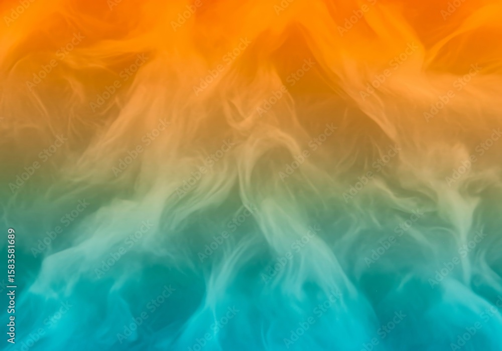 Poster abstract orange teal swirl design - abstract with a blend of orange and teal colors creating a swirl