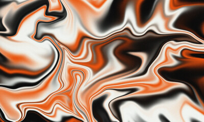 Abstract Fluid Art With Orange Black and White Swirls and Textures new 2025 trendy grainy marbel...