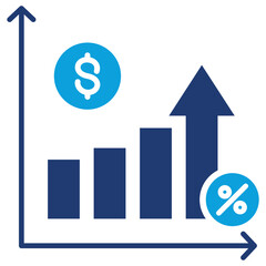 Compound Interest Flat Blue Icon