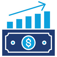 Capital Gain Flat Blue Icon