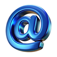 Shiny blue metallic at symbol isolated on transparent background