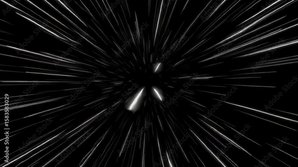 Poster warp speed hyperspace stars motion isolated on black background loop animation