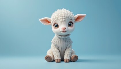 Naklejka premium Cute cartoon sheep wearing a sweater.