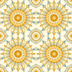 Perfect Seamless Sunburst Mandala Pattern
